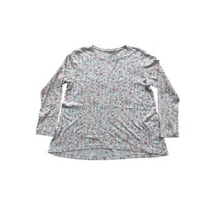 J Jill Petite Sleep Sueded A Line Elliptical Tee Floral Print Pink Blue Size S